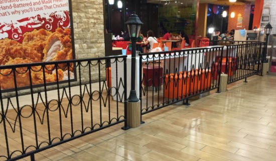 Indoor Wrought Iron Fence in a mall