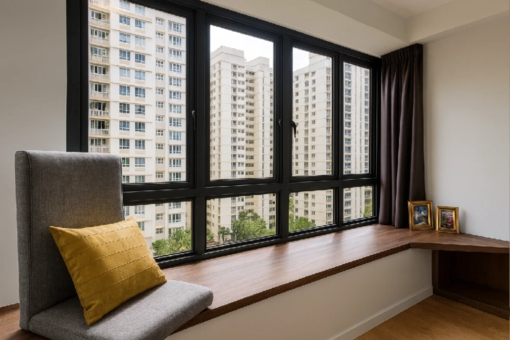 Bay Window with wooden ledge in a Singapore Condo